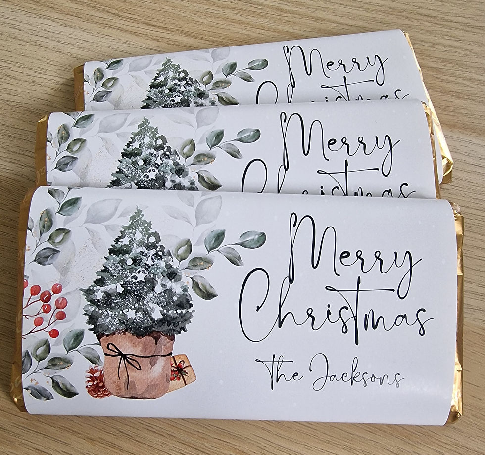 Thumbnail: Christmas tree personalised Galaxy chocolate bar wrapper gift, Christmas stocking filler gift