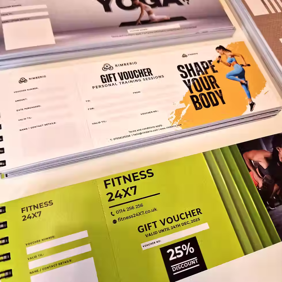 Custom printed gift Voucher books, Gift cards, personalised Vouchers, Gift certificate with matching envelopes, gift cards wi