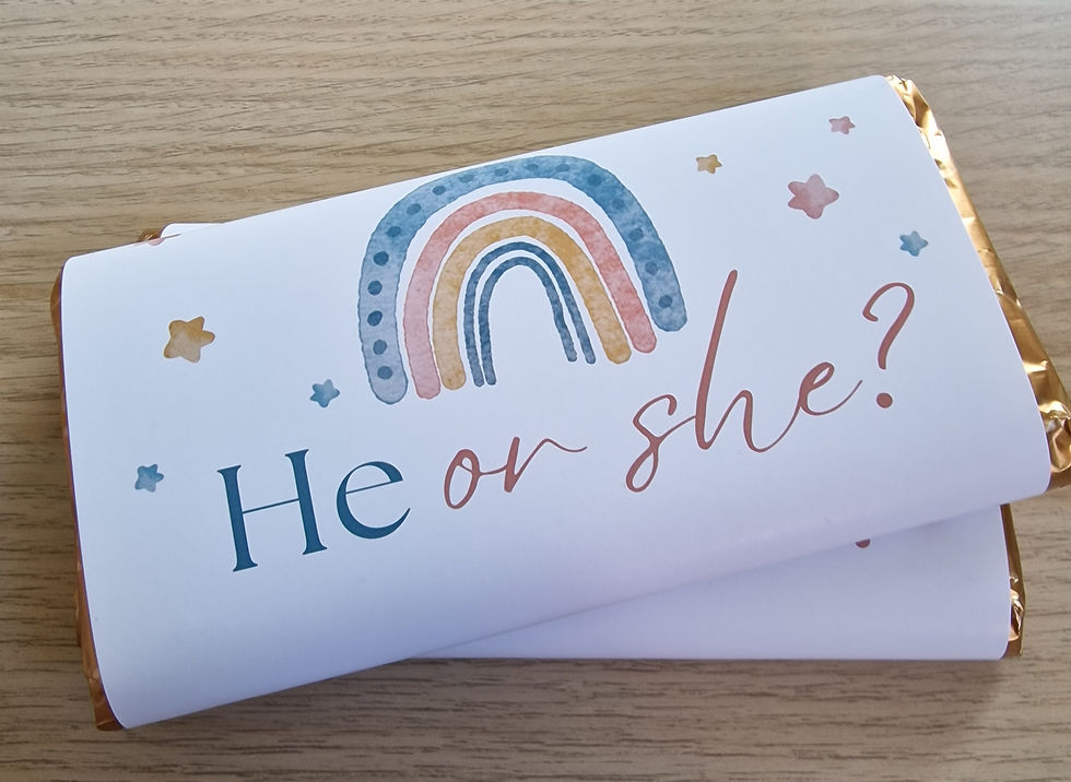 Thumbnail: Gender reveal , baby shower personalised chocolate bar wrapper gift