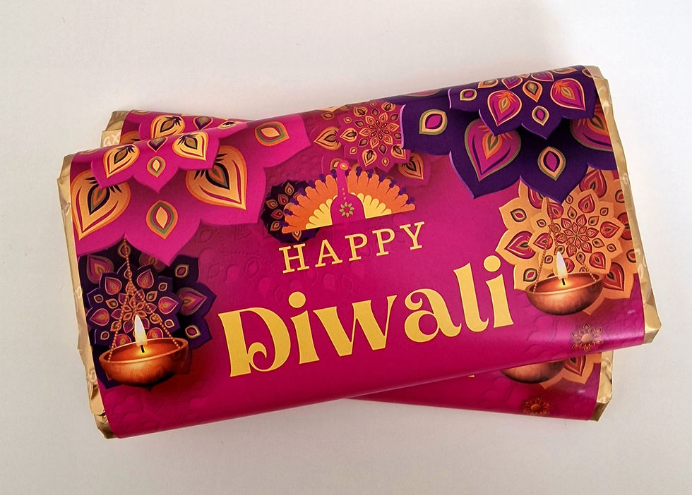Thumbnail: DIWALI celebration Personalised chocolate bar wrapper gift, colourful diwali gift for kids