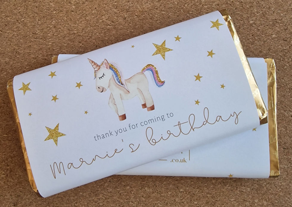 Thumbnail: Unicorn party chocolate bar wrapper gift
