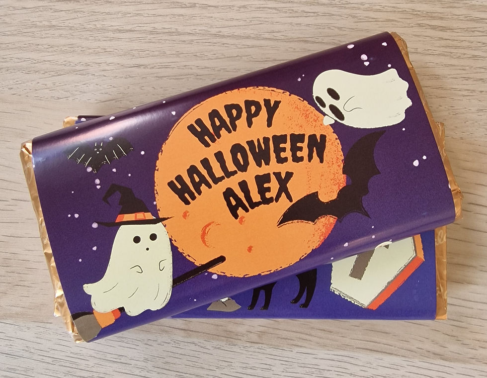 Thumbnail: Spooky personalised Halloween chocolate wrapper gift for kids