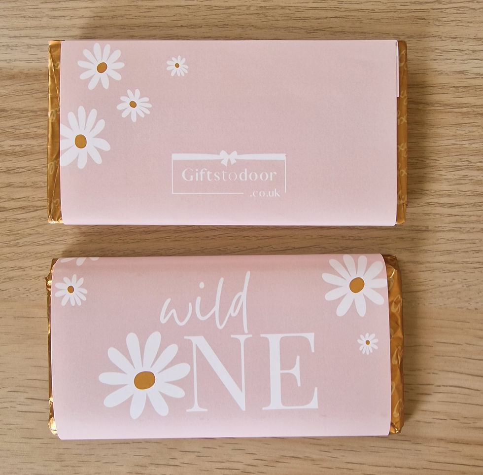Thumbnail: Wild one daisy flowers personalised galaxy chocolate bar wrapper