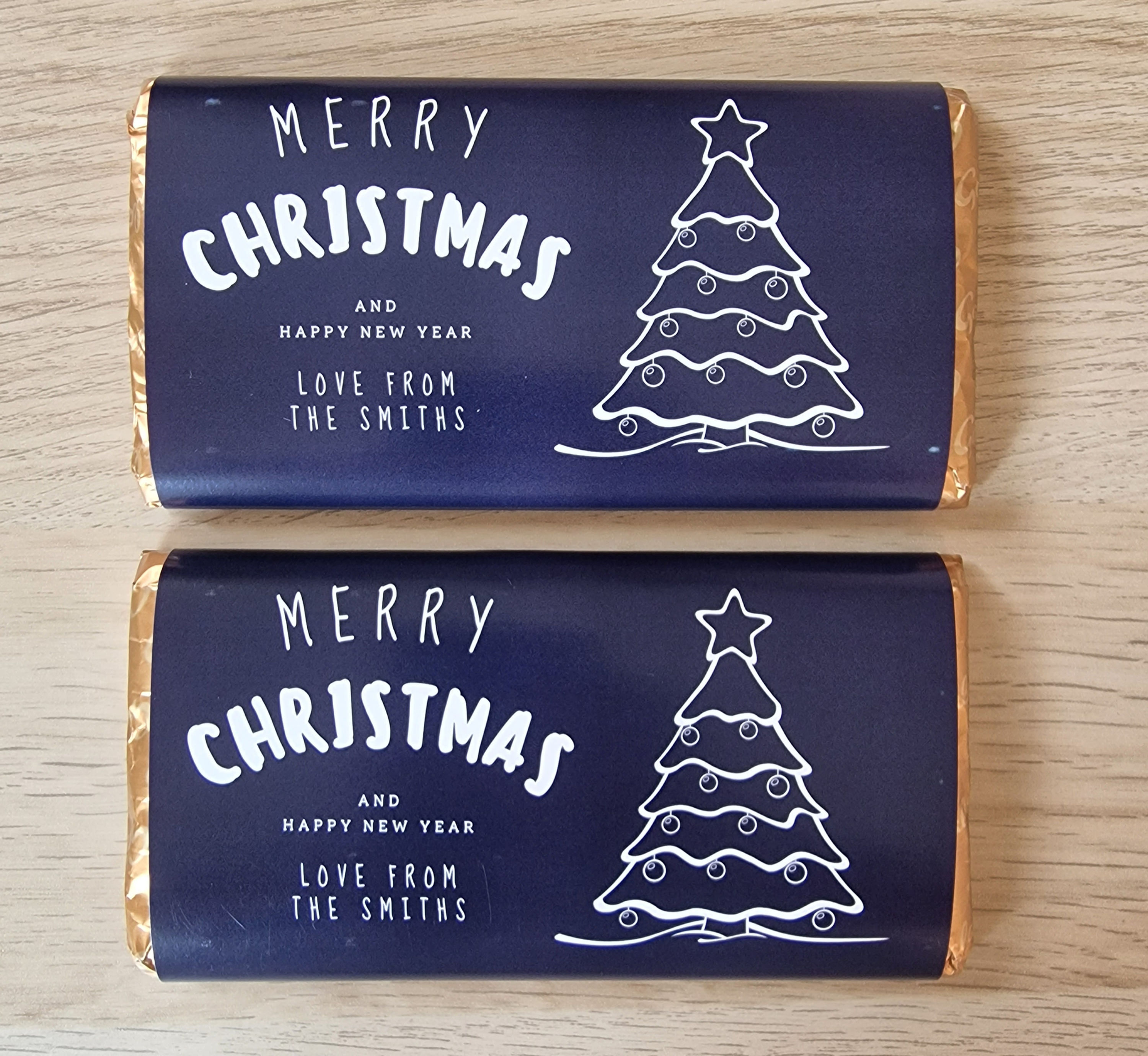 Christmas tree personalised Galaxy chocolate bar wrapper
