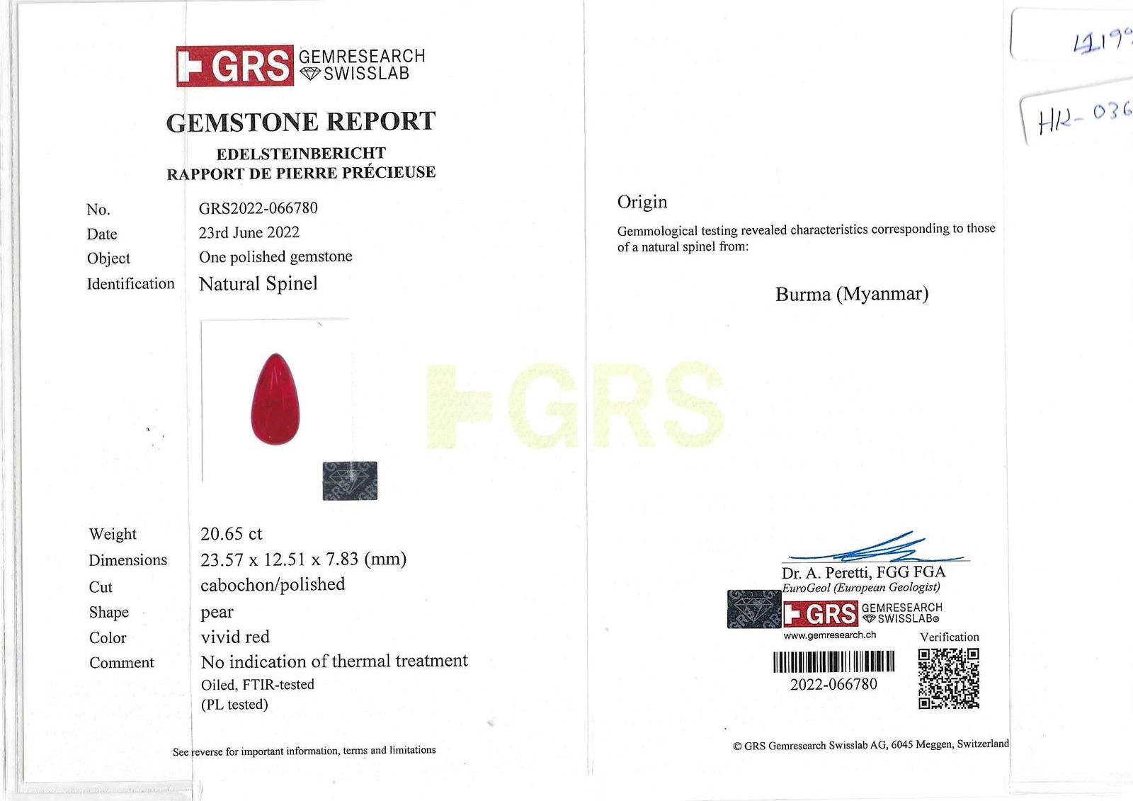 Spinel Pendant 20.65ct