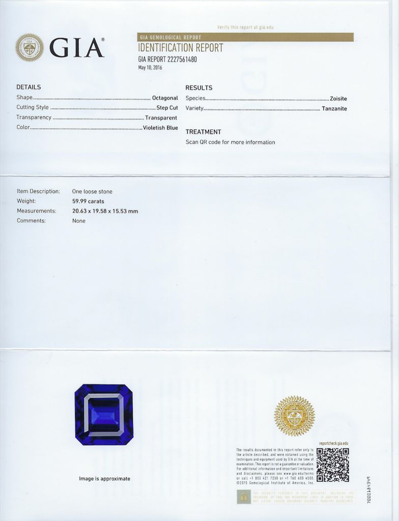 Thumbnail: Tanzanite 59.99ct