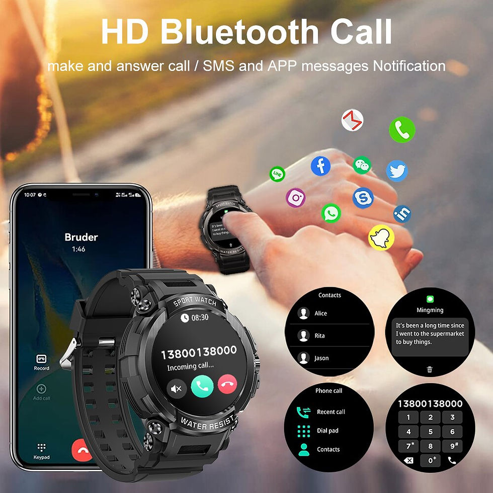Thumbnail: Smart Watch T90 MELANDA 1.5" Bluetooth Call GPS Men 120+ Sports Fitness