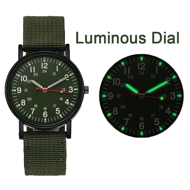 Thumbnail: Men's Watches YIKAZE  Military Men Quartz Canvas Strap Luminous Hands Clock