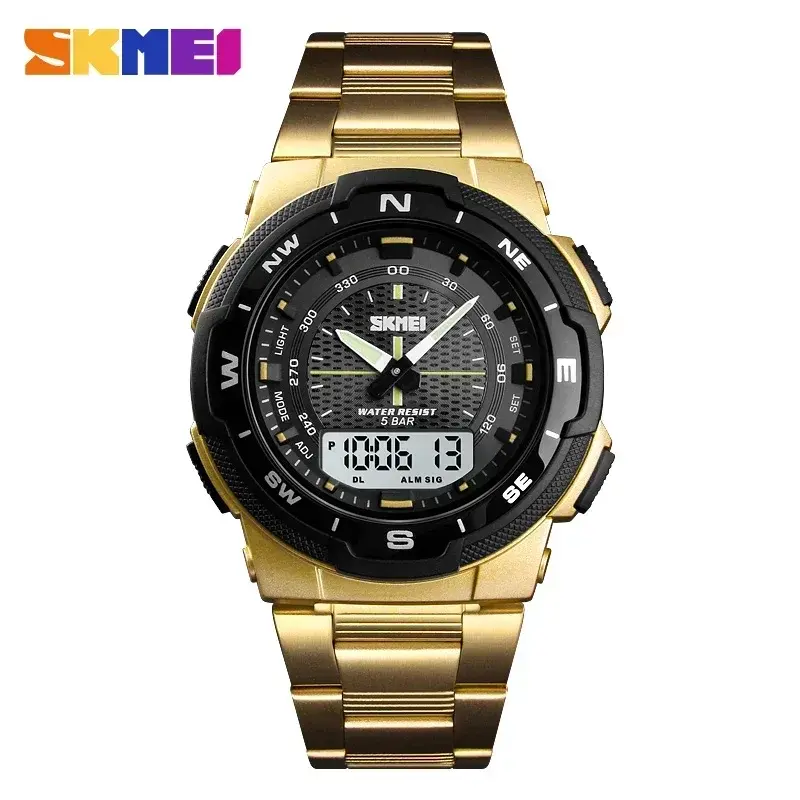 Thumbnail: Mens Watches SKMEI 1370 Luxury Full Steel Business Waterproof Quartz Clock