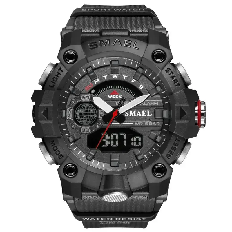 Thumbnail: Men's Watch SMAEL 8040 50M Waterproof Wristwatch Stopwatch Alarm LED Light