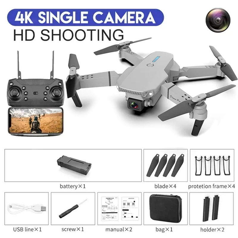 Thumbnail: Drone Xiaomi E88 Professional 4k Wide-angle HD Camera Height Hold WIFI GPS FPV