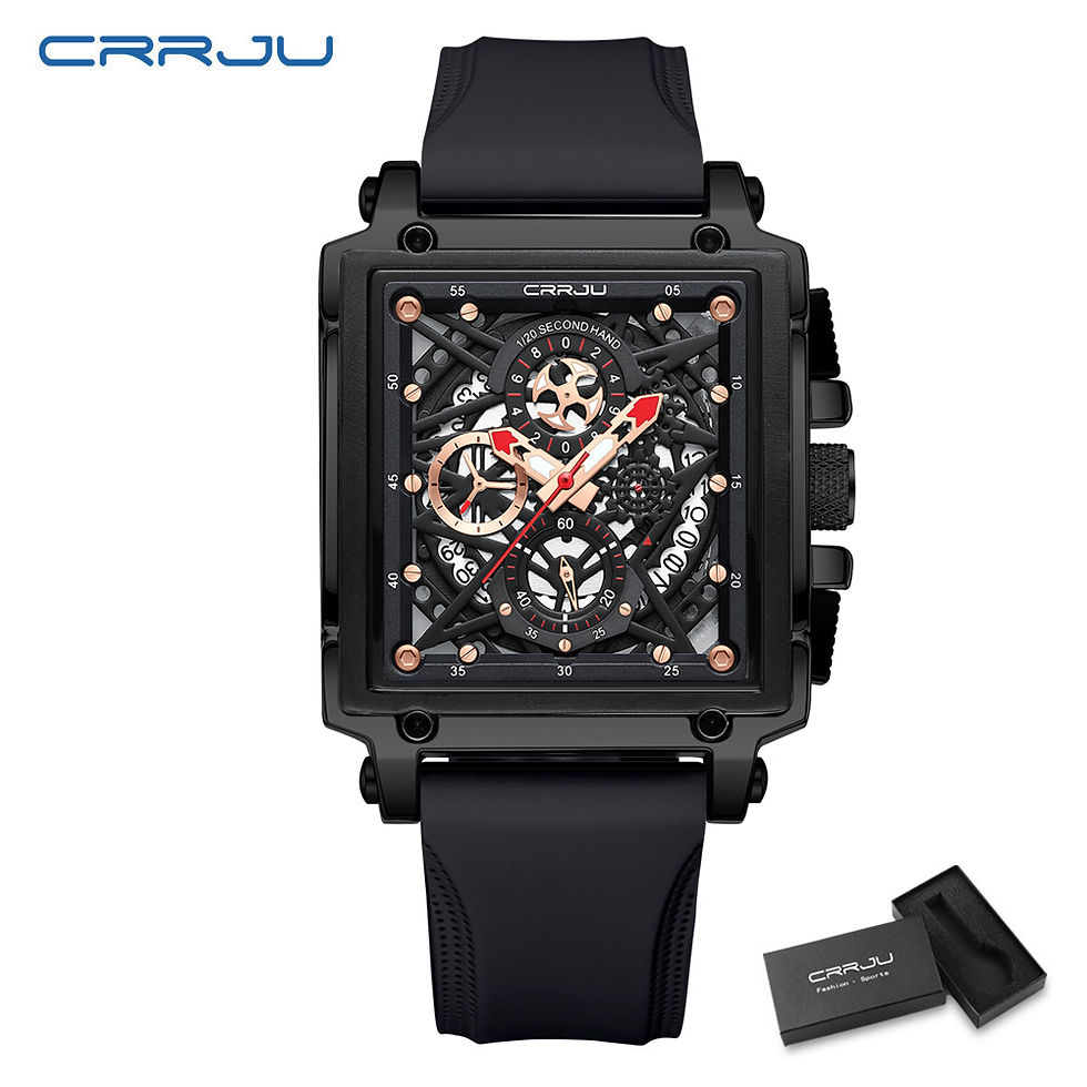 Thumbnail: Watches CRRJU Fashion  with Large Dial Unique RectangularHollow Design Quartz