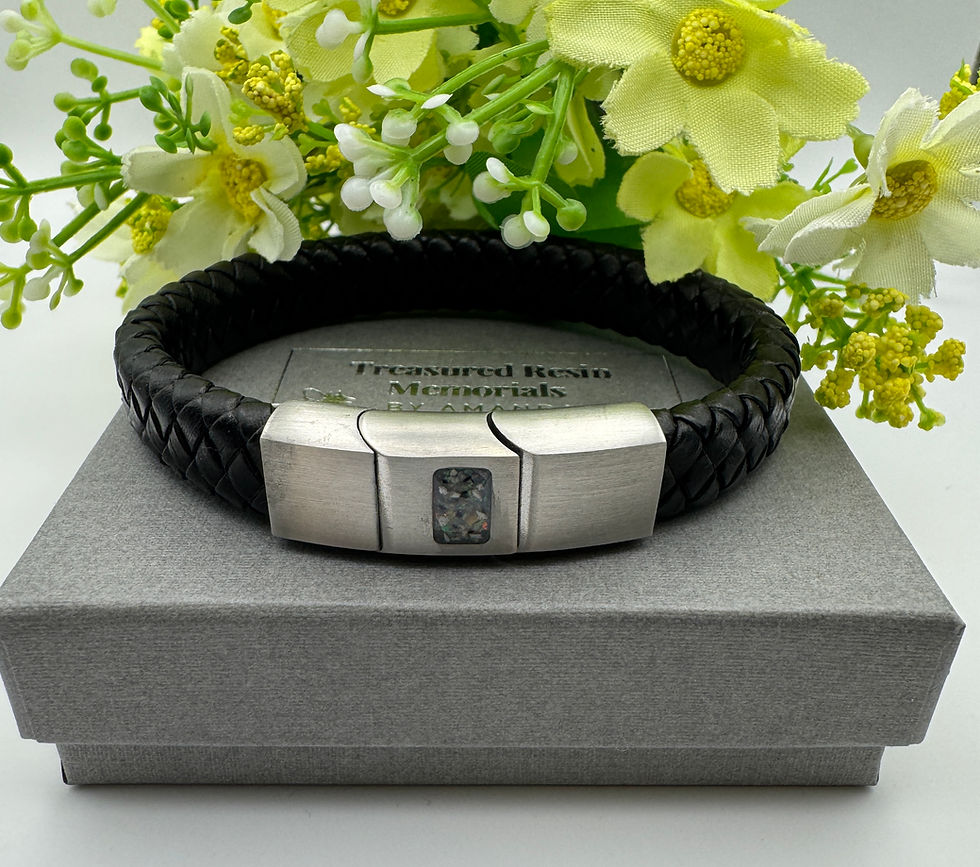 Thumbnail: Leather and Steel Gents Bracelet