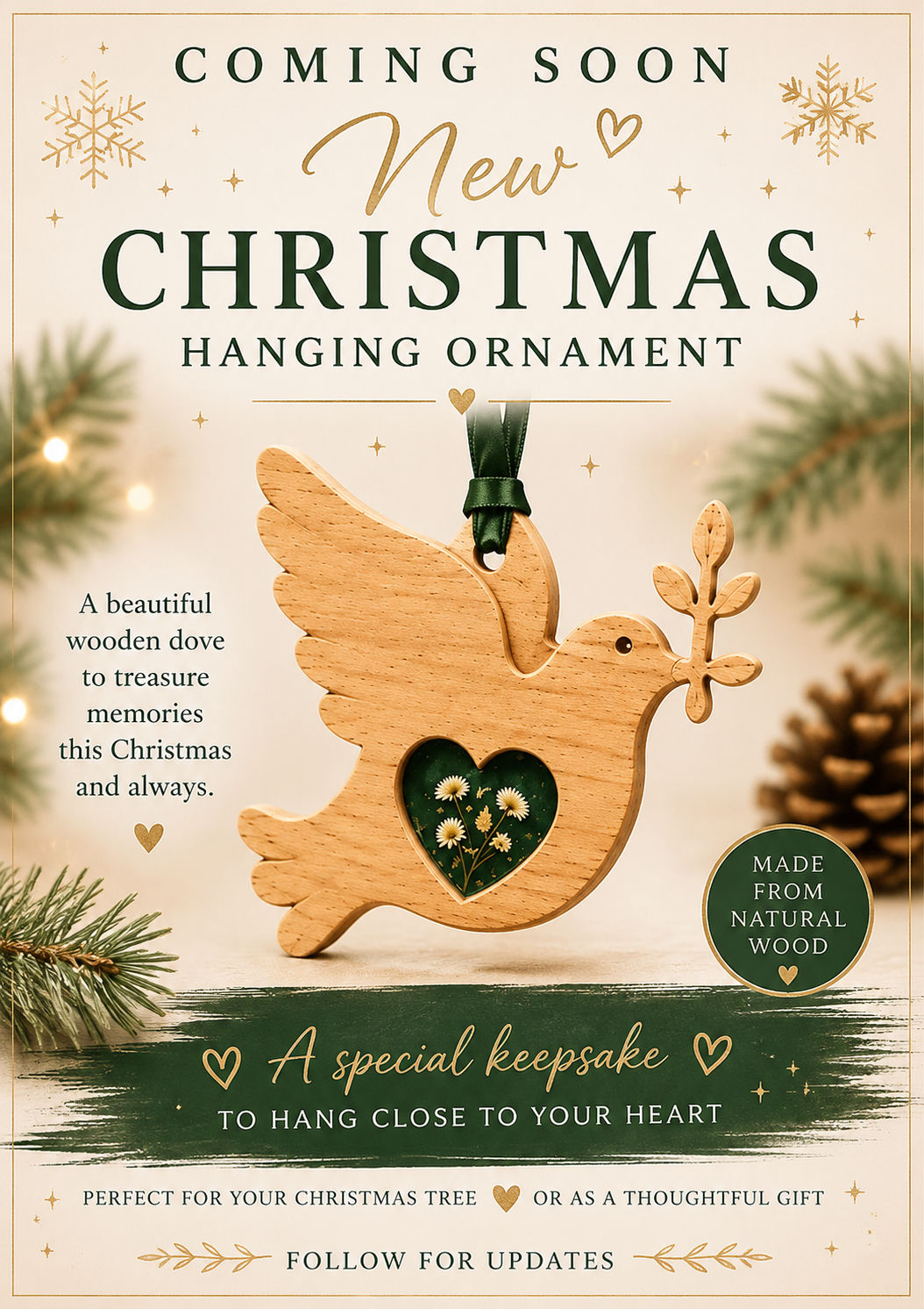 Wooden Dove Hanging Decoration