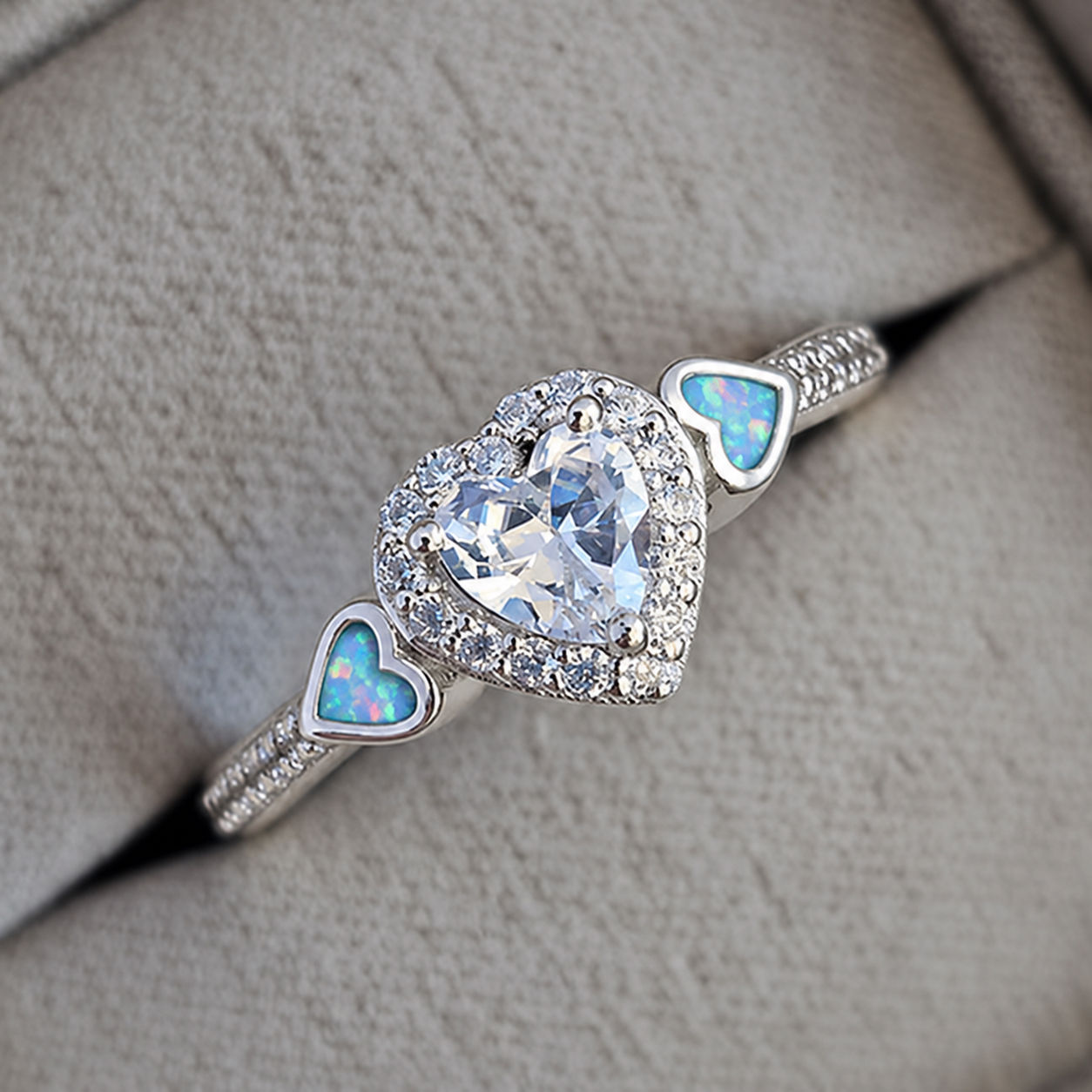 Two Heart Cluster Sparkle Ring