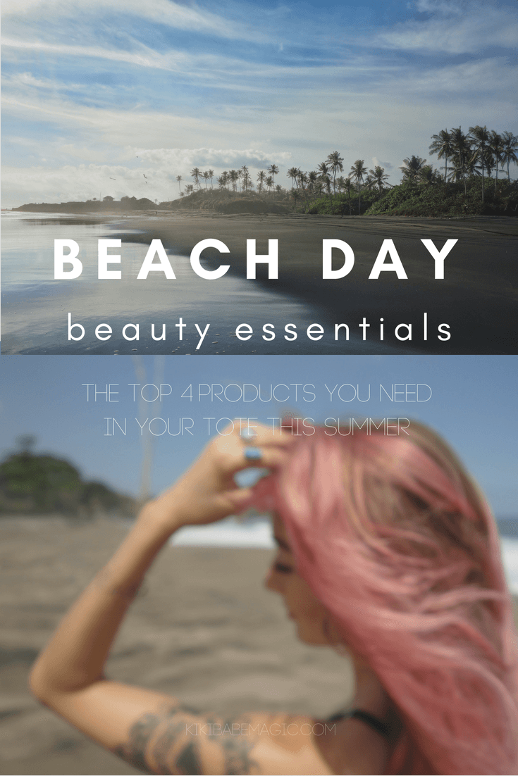 Beach Day Beauty Essentials: The top 4 products you need in your tote all summer. #skincare #makeup #spf #haircare