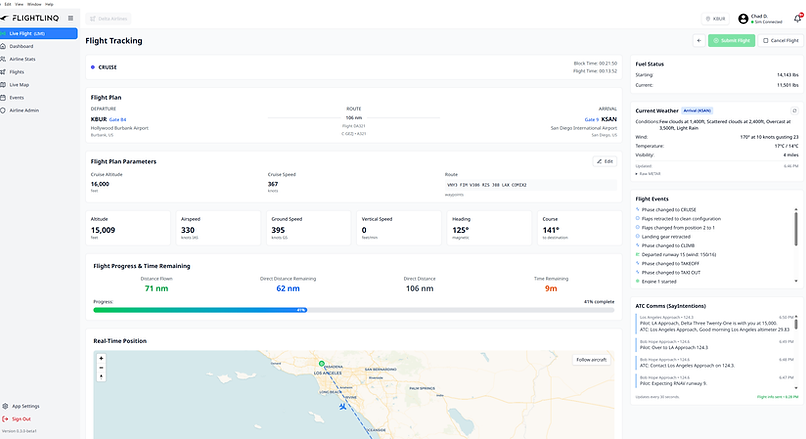 Example of the FlightLinq software