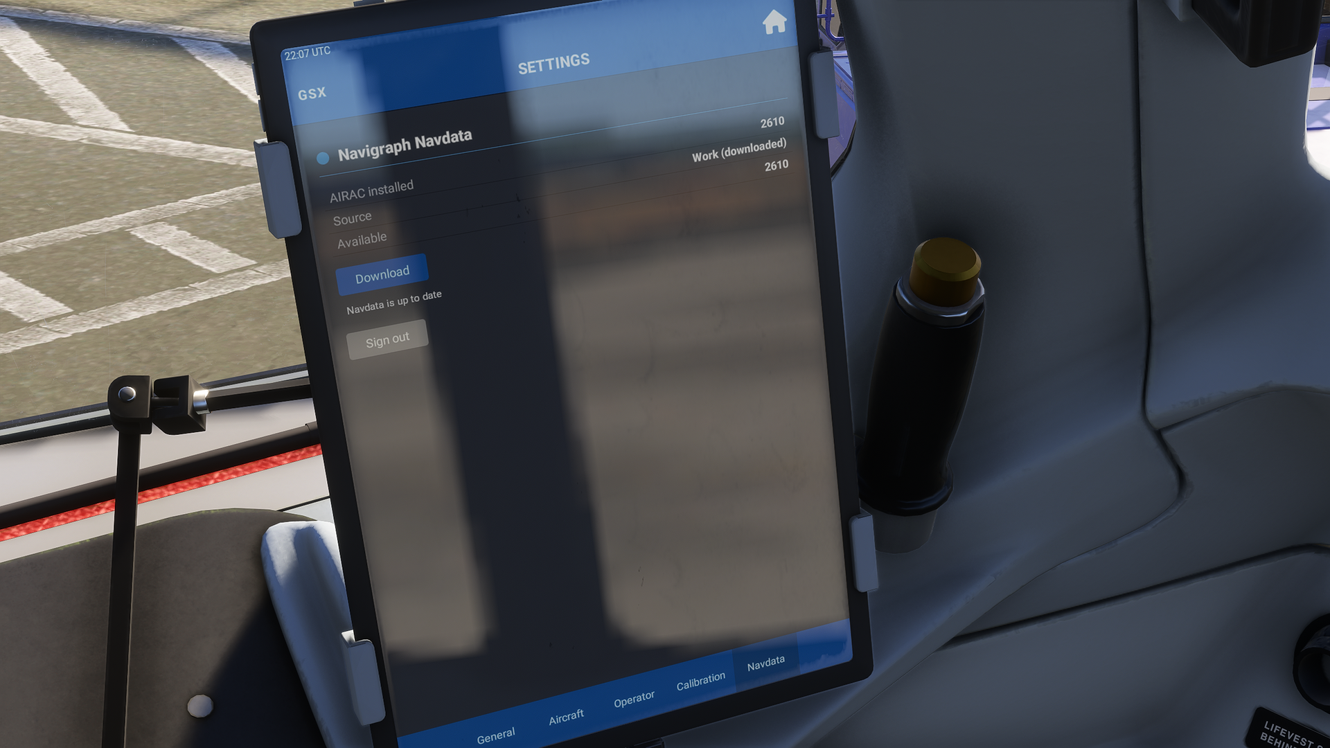 FSS EJET EFB sohwing the Navigraph navdata download page