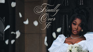 Musical artist Summer Walker in wedding dress with white rose petals falling against a dark background.