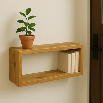 מדפי קובייה צפים מפורניר איכותי אורן או אלון מבוקע או אגוז -  סאיקסטור -  הוסיפו לבית שלכם מדפים צפים מעץ מלא או פורניר בהתאמה אישית