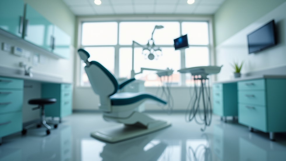 Eye-level view of a modern dental clinic treatment room