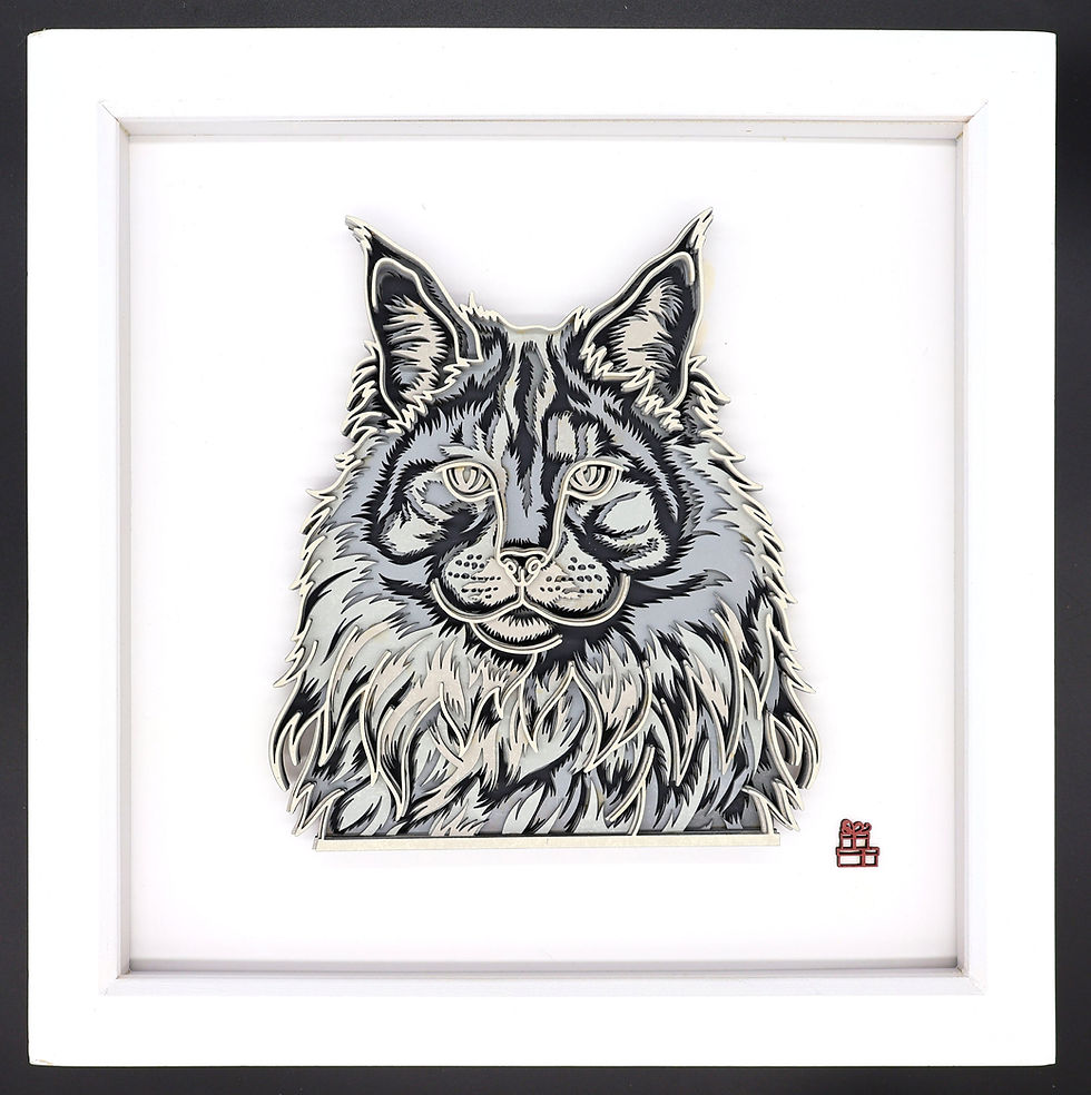 Maine Coon Cat Layered Wall Art
