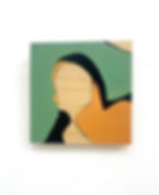 Mini Abstract wall art painting in teal green and orange