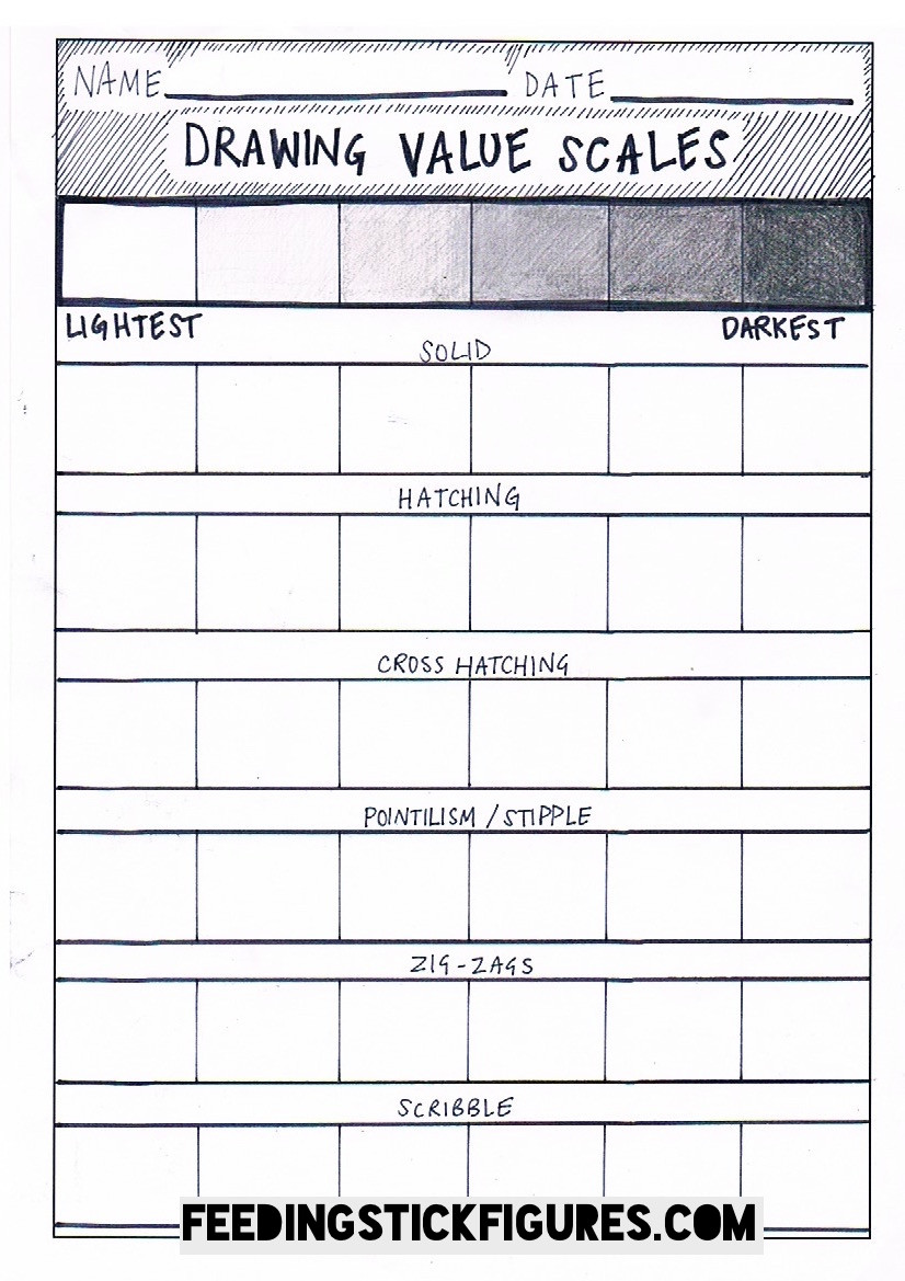 Drawing Shading Scales for art students - Feeding Stick Figures