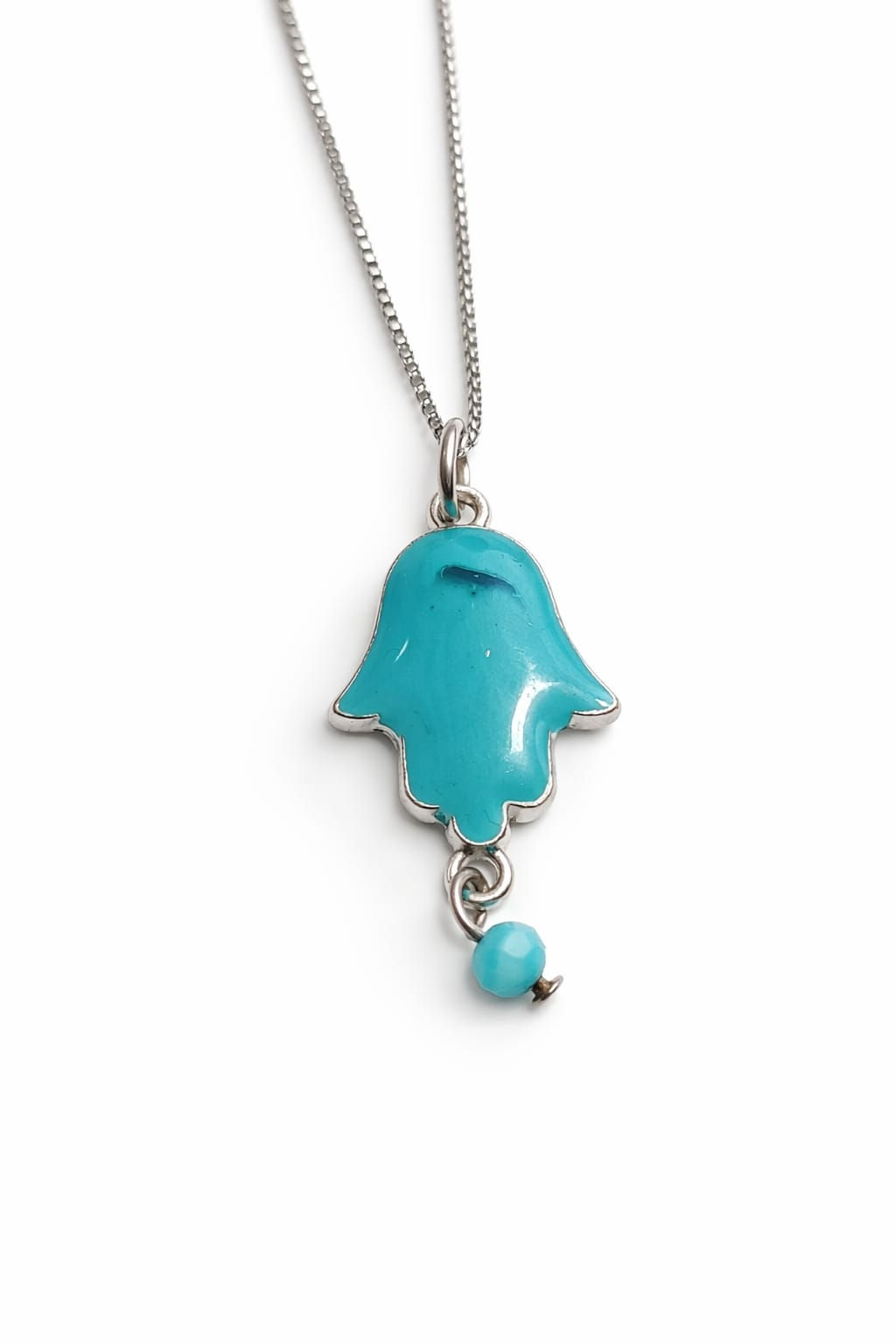 Collar con colgante de Hamsa turquesa