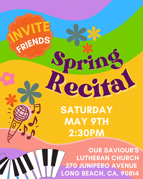Spring recital for Voice and Piano lessons in long beach