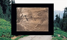 custom engraved image on wood transformed into a clock