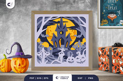 Haunted Graveyard 3D Light Box SVG 1