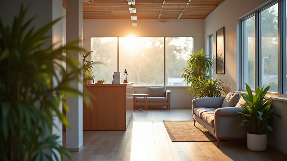 Eye-level view of a family-owned consulting office with a welcoming atmosphere