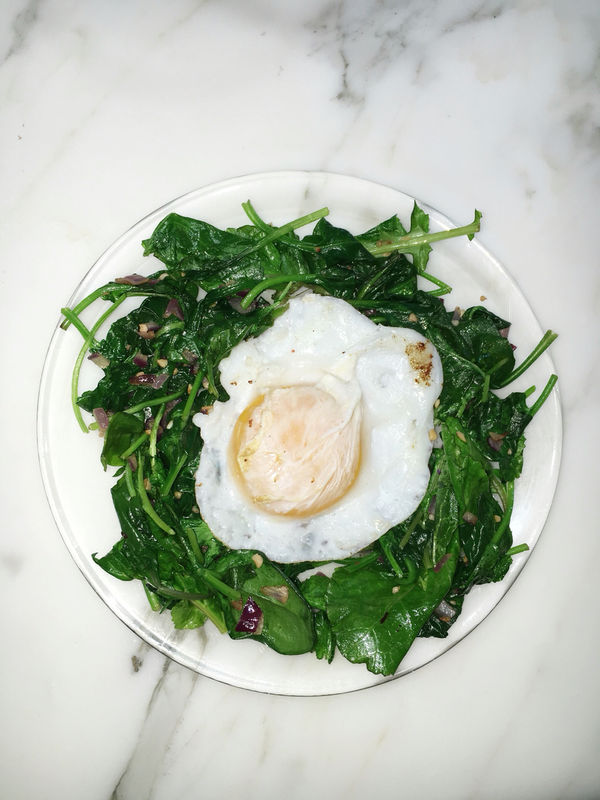 Sautéed Egg and Spinach