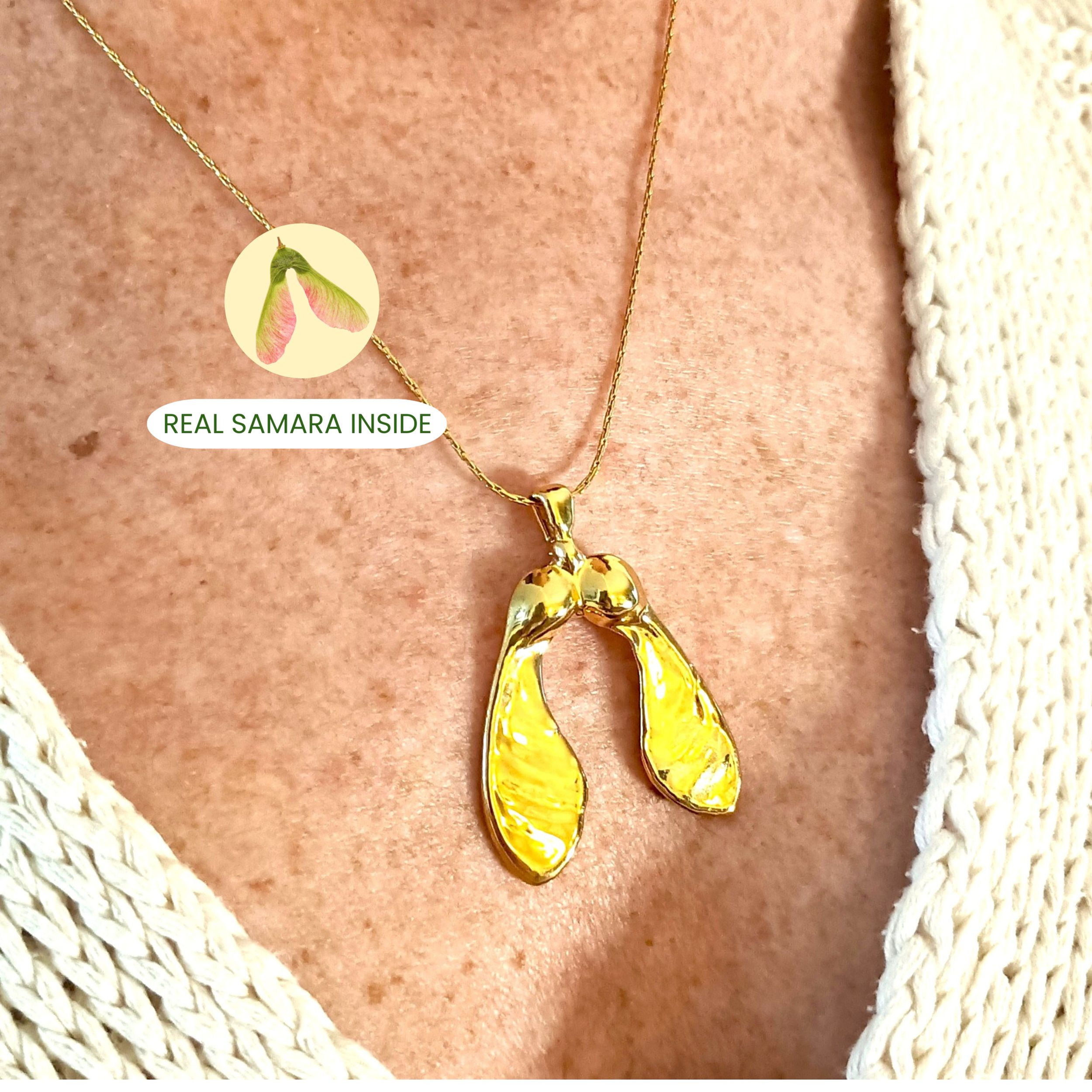 Samara pendant - 24 karat gold plated - Real samara seed