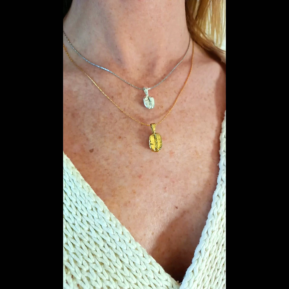Thumbnail: Coffee Bean Pendant - .999 Fine Silver Plated - Real Coffee Bean