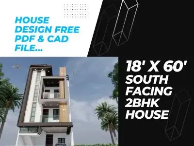 "18' x 60' South-Facing 2BHK House Plan, Vastu Compliant: 2D Floor Plans & Free PDF Download | Affordable Home Design"