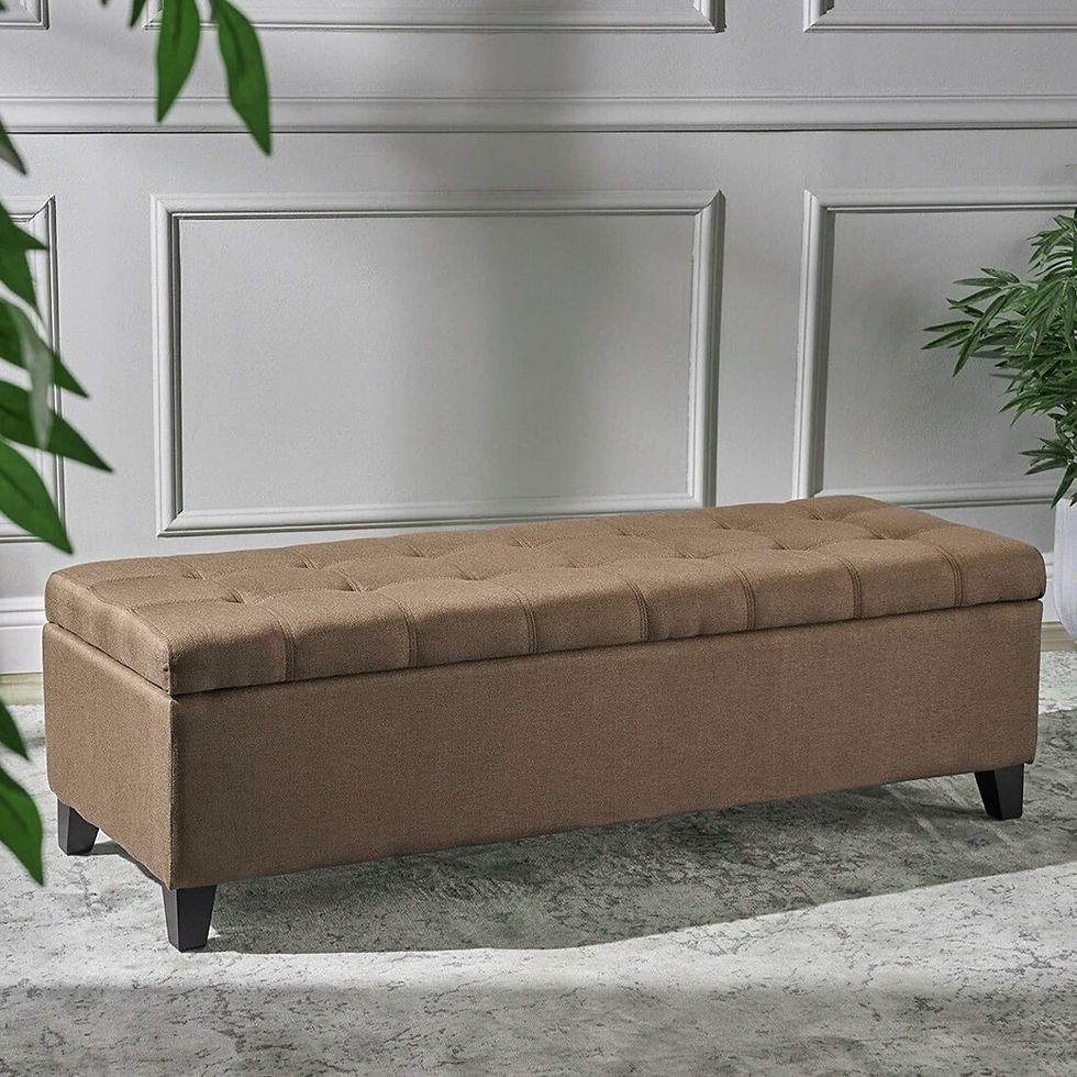 Ottoman Brown upholstered bench with tufted top and storage