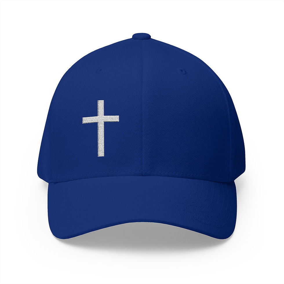Thumbnail: Embroidered Cross Baseball Cap — Christian Faith Hat with Subtle Back Script