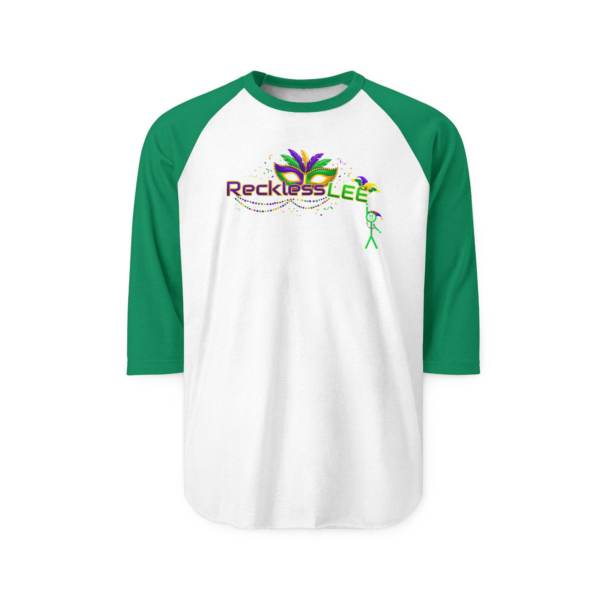 Mardi Gras RecklessLEE Raglan Shirt - 3/4 Sleeve Festival Tee