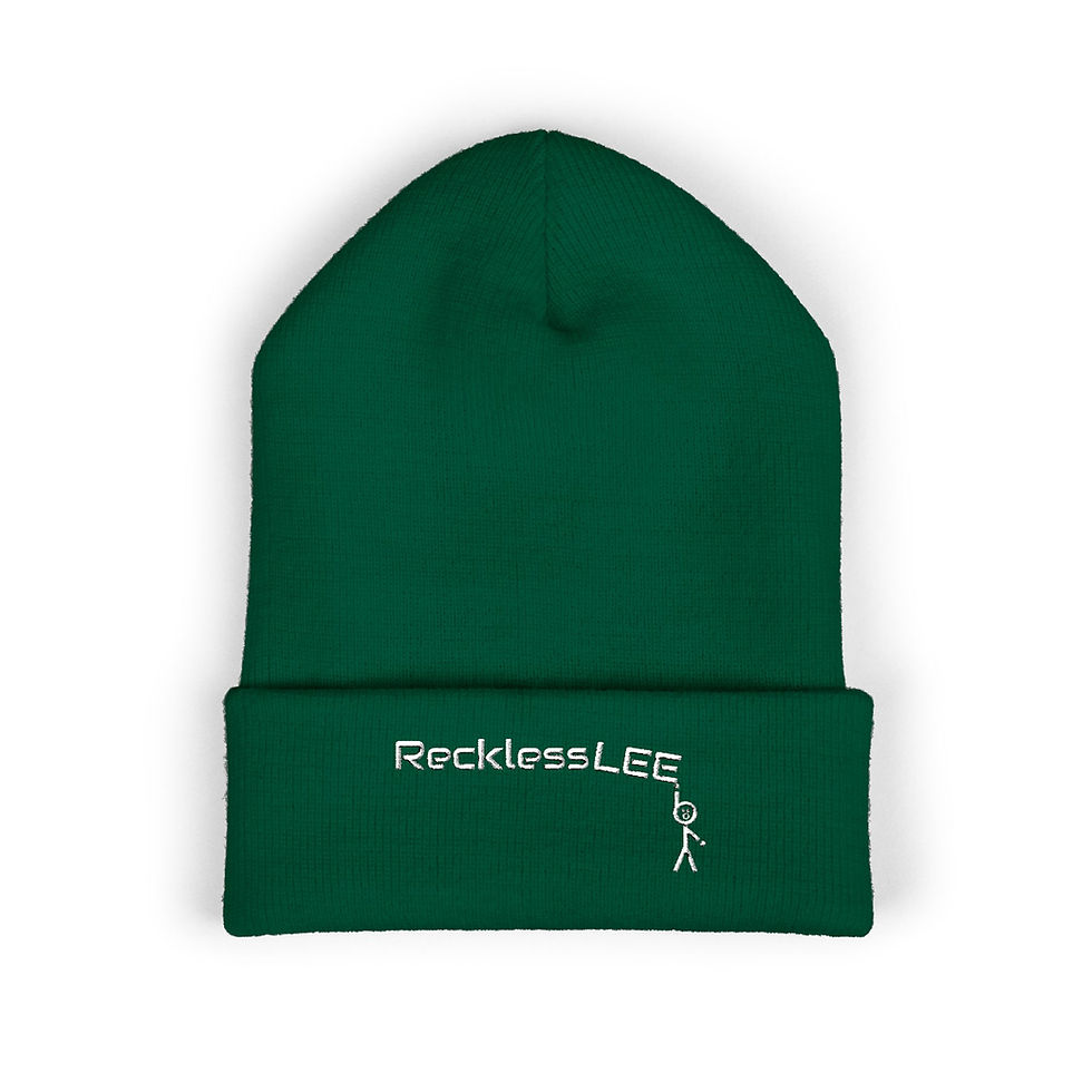 Thumbnail: Embroidered "RecklessLEE" Cuffed Beanie — Yellow Knit Winter Hat