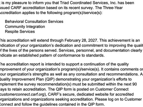 CARF Three-Year Accreditation