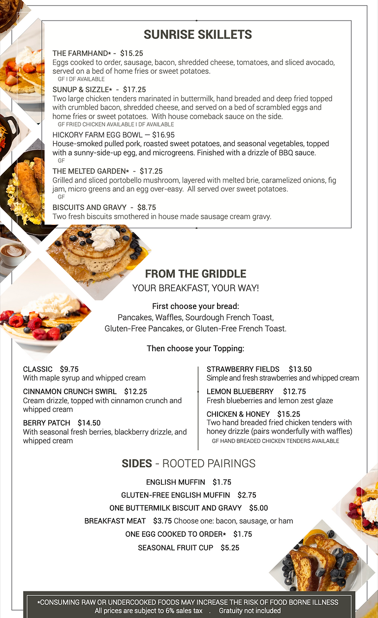 sunrise menu