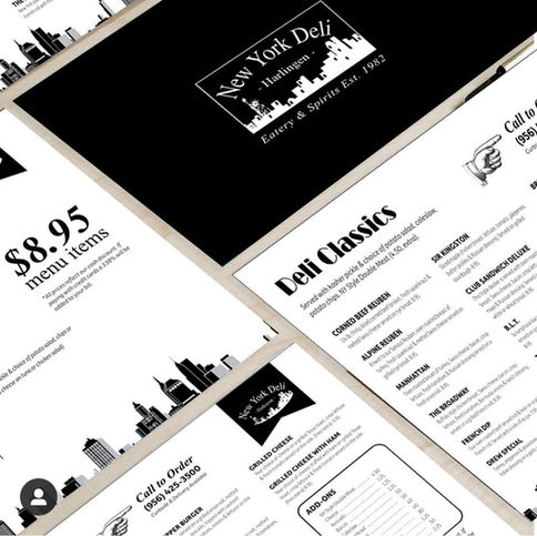 New York Deli Harlingen menu and print design