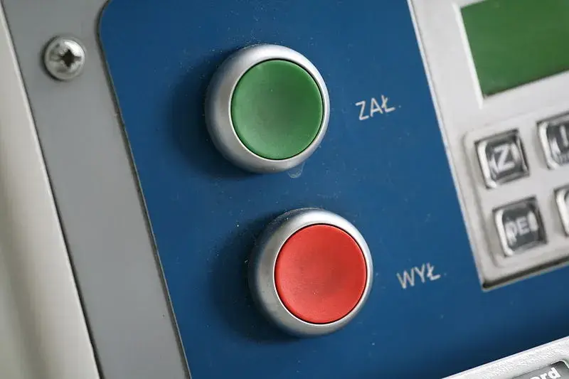 Fig. On / Off in Trains Destination sign control. Pressing the On button is idempotent since it has the same effect whether done single or multiple times. Likewise pressing off is idempotent. (source: Wikipedia)