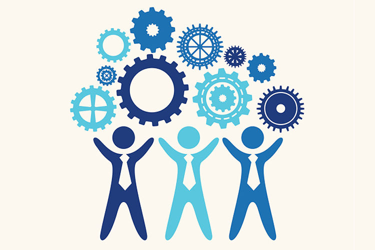 Illustration showing teamwork and collaboration in software development for quality innovation.