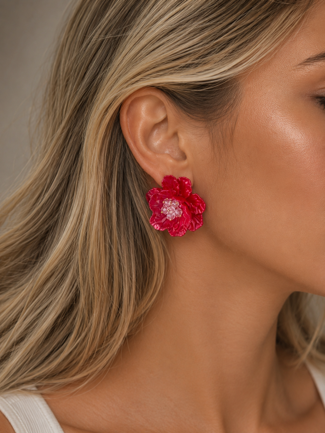 Caravanas flor Rojas 