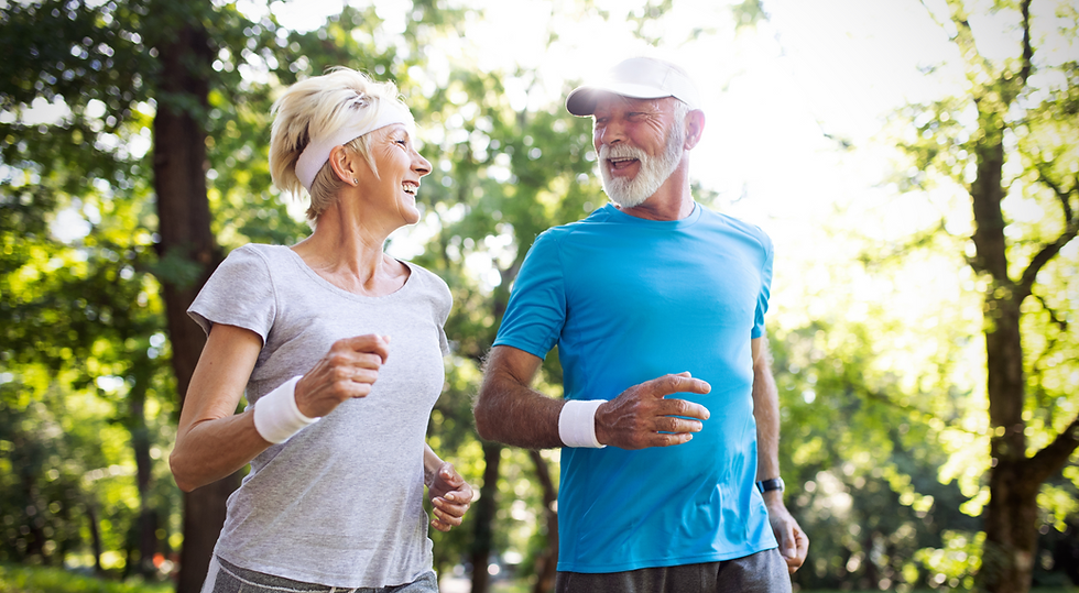 Two people running