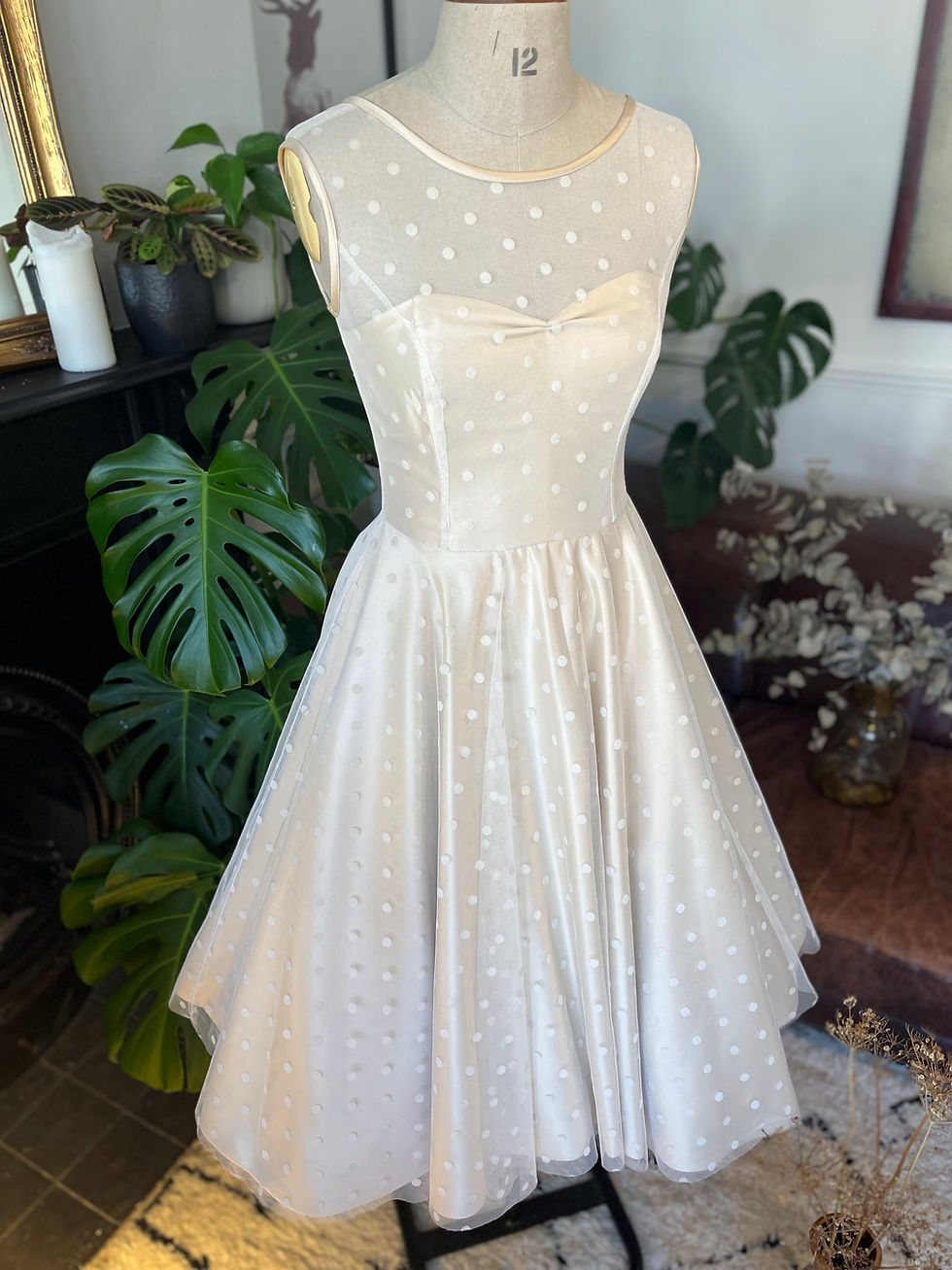 Thumbnail: One off polka dot and satin bridal sample