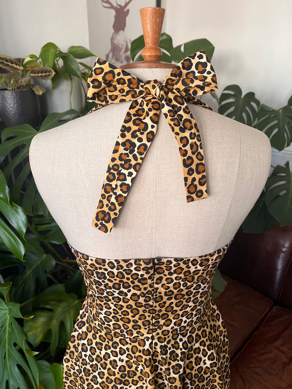 Thumbnail: Leopard print halter neck dress